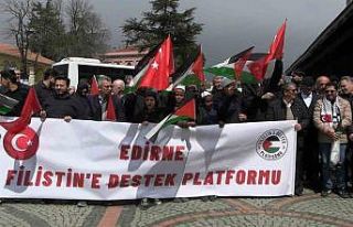 Edirne’de Filistin’e destek gösterisi