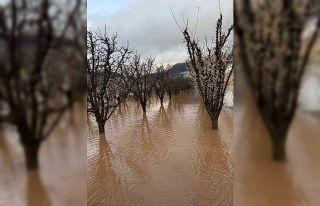 Elmalı’da dereler taştı, tarım alanları sular...