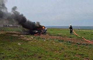 Gaz kaçağı bulunan otomobil alevlere teslim oldu