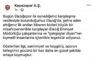 Kepezspor’dan Elazığ’a teşekkür ve övgü