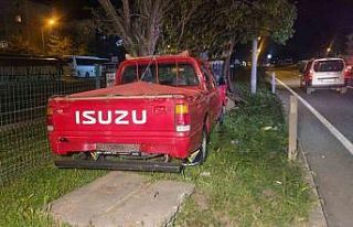 Kontrolü kaybeden kamyonet orta refüje savruldu;...