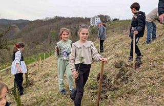 Köylerine hatıra ormanı kazandırdılar