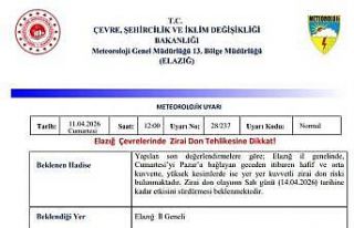 Meteorolojiden Elazığ için zirai don uyarısı