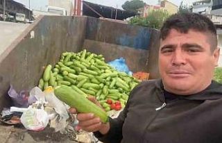 Toptancı halinde çöpe atılan sebzelere tepki