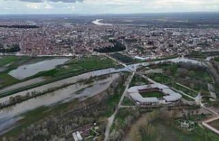 Tunca Nehri taştı, Sarayiçi havadan görüntülendi