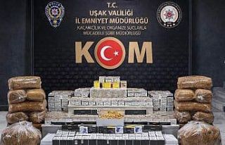 Uşak’ta çok sayıda kaçak makaron ve tütün...