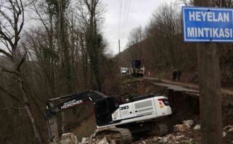 Heyelan bölgesinde çalışmalar sürüyor