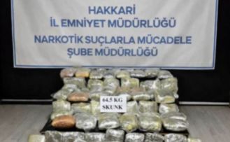 Hakkari’de 64,5 kilogram skunk ele geçirildi