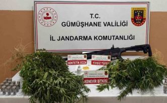 Gümüşhane’de kaçak alkol, kenevir ve ruhsatsız silah ele geçirildi