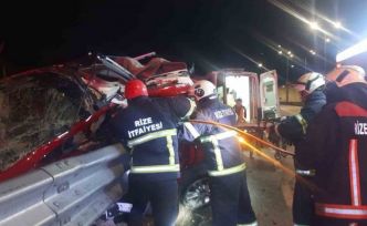 Rize’de otomobil bariyerlere çarptı: 1 ölü, 1 yaralı