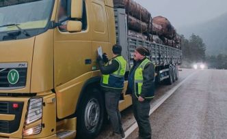 Yüklü araçlar tek tek kontrol edildi