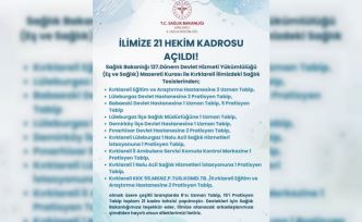 Kırklareli’ne 21 hekim kadrosu tahsis edildi