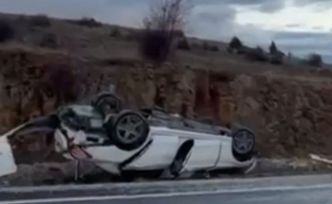 Konya’da otomobil devrildi: 4 yaralı