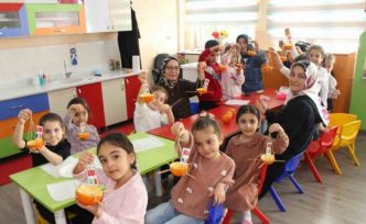 Ana sınıfında portakallar kuşlar için yemlik ve yuvaya dönüştü