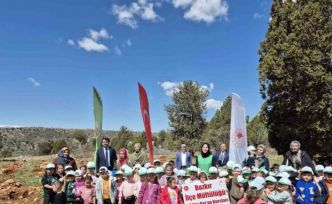 Bozkır’da minik öğrencilerden fidan dikme etkinliği