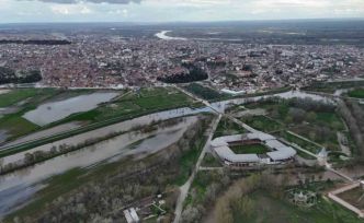 Tunca Nehri taştı, Sarayiçi havadan görüntülendi