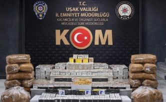 Uşak’ta çok sayıda kaçak makaron ve tütün ele geçirildi