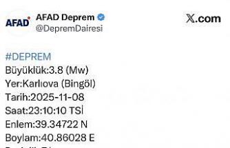 Bingöl’de 3.8 büyüklüğünde deprem