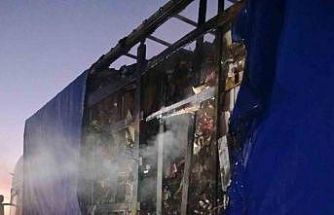 Bolu’da kuruyemiş yüklü dorse yandı