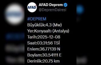 Antalya’da 4.3 büyüklüğünde deprem