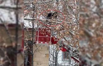 Bayburt’ta ağaç dallarına dolanan kargayı itfaiye kurtardı