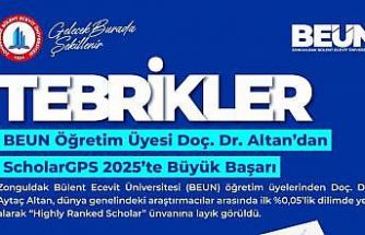 BEUN Öğretim Üyesi Doç. Dr. Altan’dan ScholarGPS 2025’te büyük başarı