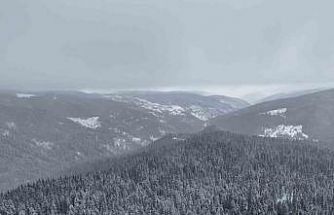 Beyaza bürünen Ilgaz Dağı havadan görüntülendi