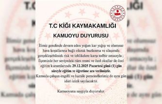 Bingöl’ün 2 ilçesinde eğitime 1 gün ara verildi