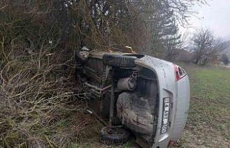 Bolu’da takla atan otomobil metrelerce sürüklendi