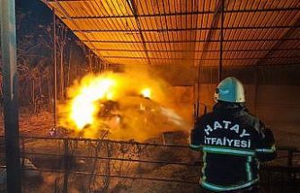 Defne’de samanlık yangını