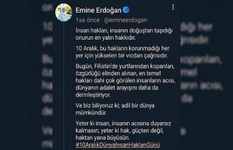 Emine Erdoğan: "Bugün Filistin’de yurtlarından koparılan, özgürlüğü elinden alınan, en temel hakları dahi çok görülen insanların acısı, dünyanın adalet arayışını daha da derinleştiriyor"