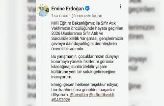 Emine Erdoğan’dan "2026 Uluslararası Sıfır Atık ve Sürdürülebilirlik Yarışması"na ilişkin paylaşım