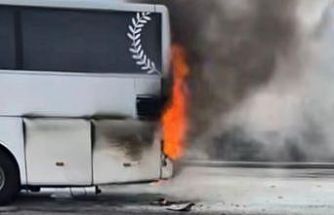 Gaziantep’te yolcu otobüsünde çıkan yangını itfaiye söndürdü