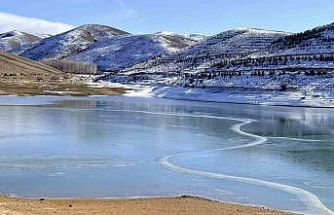 Gökçedere Göleti buz tuttu