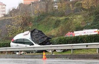 Görele’de trafik kazası: Otomobil alev aldı