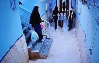 Güllü’nün kızı ve arkadaşının valizlerle kaçmaya çalıştığı anlar kamerada
