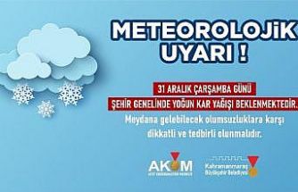 Kahramanmaraş Büyükşehir’den kar uyarısı