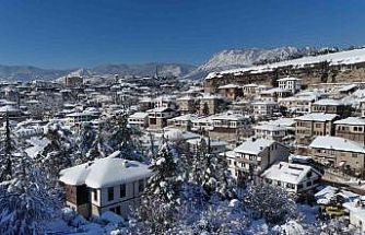 Kar altında masalsı görüntüler sunan UNESCO Kenti Safranbolu dron ile görüntülendi