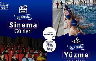 Karabük’te çocuklara ücretsiz yüzme ve sinema etkinlikleri sürüyor