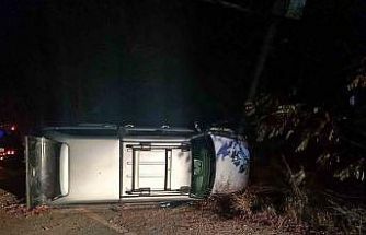 Kontrolden çıkan pikap PTS direğine çarptı