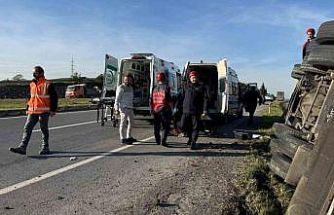 Kontrolden çıkan tanker yan yattı: 1 yaralı