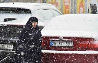 Oltu ilçe merkezine mevsimin ilk karı düştü