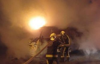 Park halindeki minibüs alev aldı