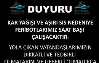 Pertek ve Çemişgezek feribotlarına kar ve sis engeli