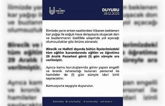 Şanlıurfa’da eğitime kar tatili