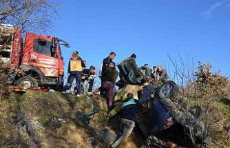 Şarampole uçan otomobilin sürücüsü yaralandı
