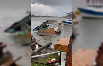 Sinop’ta şiddetli fırtına, balıkçı barınağına zarar verdi