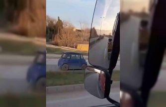 Ters istikamette canını hiçe sayarak ilerlediği anlar kamerada