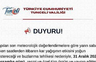 Tunceli’de eğitime 1 gün ara verildi