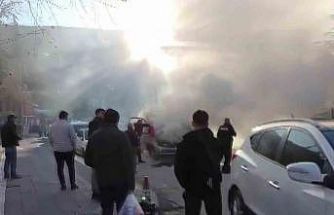 Yanan kamyonete ilk müdahaleyi vatandaşlar yaptı